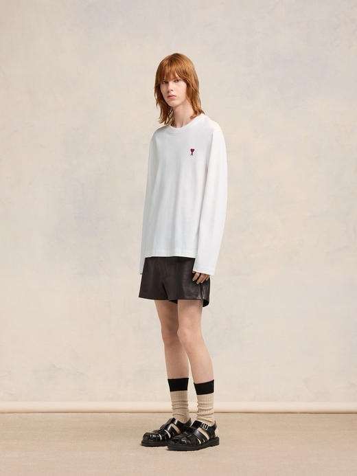 【开放日忙 秒杀价已调 直接拍】​AMI 男女情侣款 红色 小爱心棉质长袖T恤 商品图9