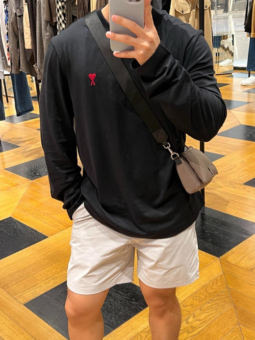 【开放日忙 秒杀价已调 直接拍】​AMI 男女情侣款 红色 小爱心棉质长袖T恤 商品图4