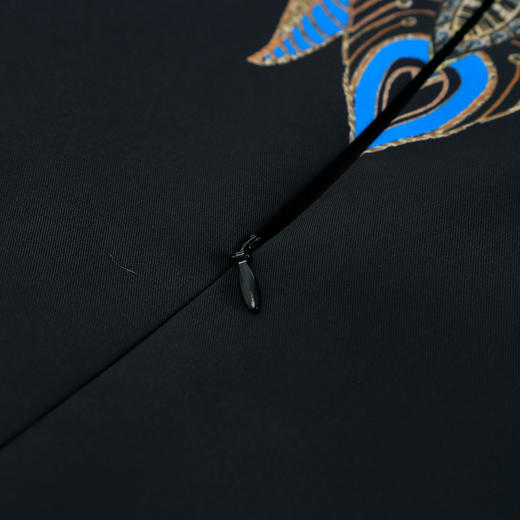 QG803斯尔丽25新款时尚减龄复古贵气印花衬衣领大身H型薄纱袖子连衣裙 商品图7