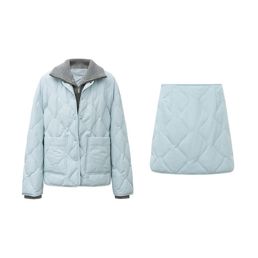 SELFWHO90白鸭绒假两件拼接高领毛织羽绒服女2025冬新款宽松外套 商品图4