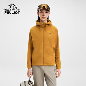 伯希和户外抓绒衣女款Polartec轻暖连帽运动外套防风保暖休闲上衣