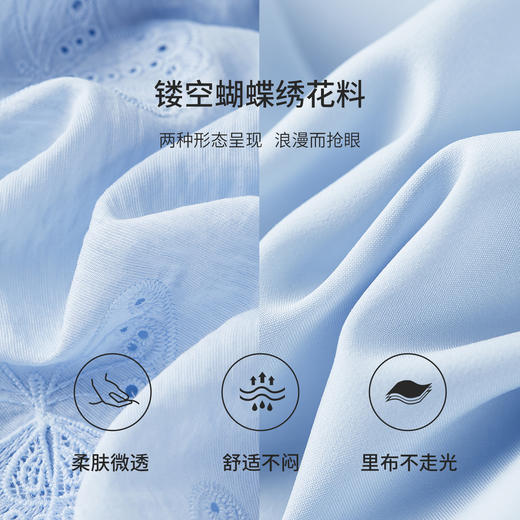 【内购】【灵动蝴蝶】浪漫优雅波西米亚花边系带领插肩袖宽松显瘦雪纺衫-153VA3819 商品图4