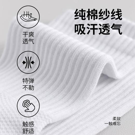 白色袜子男士纯棉吸汗中筒袜春秋款加厚减震毛巾底长筒篮球运动袜 商品图3