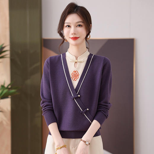 FCY FQ88734新中式假两件套装领针织毛衣 商品图4