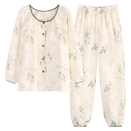 睡衣女春秋季云朵棉长袖长裤带胸垫可外穿秋冬国风大码家居服套装 商品图4