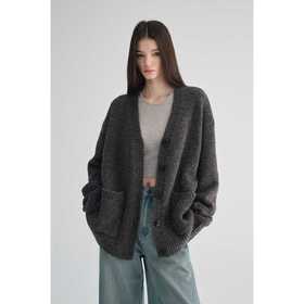 MAISON CECILE 定织纱线软糯松弛绒感羊毛V领廓形针织开衫