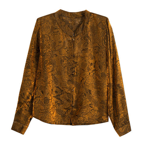 KQL A83N3182气质松弛感衬衫复古新中式国风提花外套 商品图4