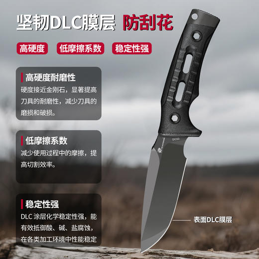汉道洛克DLC哑光版涂层户外水果刀野外求生生存刀露营刀具 商品图3