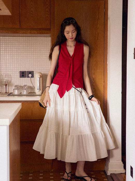 Even Vintage | 竹纤维混纺 浪漫优雅风白色肌理感蓬蓬蛋糕半身裙 商品图3