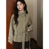 鹿向南「云涧风栖」绿色短款毛呢短款外套女秋季新款宽松气质上衣 商品缩略图2