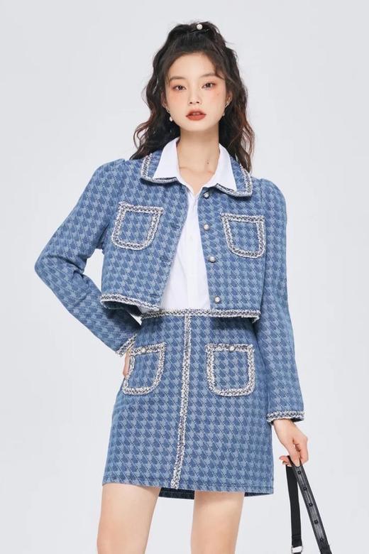 SEM/R森马 复古小香风牛仔外套半裙套装 17097 商品图0
