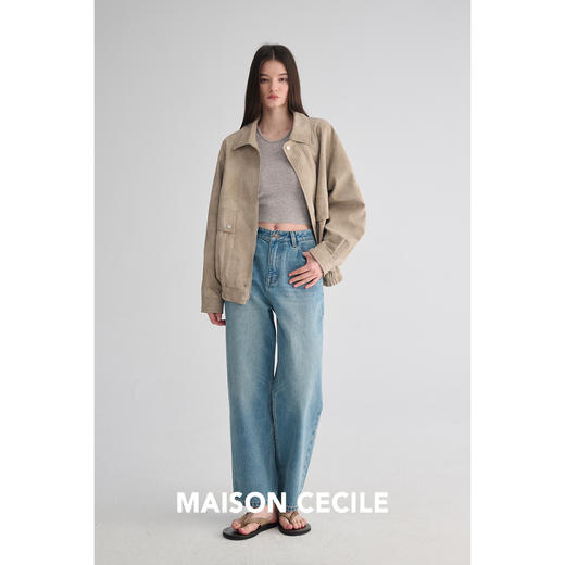 MAISON CECILE 复古斑斓麂皮感时髦做旧宽松廓形夹克外套 商品图4