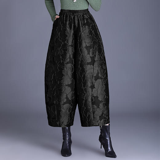 KQL 422H5313轻奢提花花苞裤大码宽松哈伦裤休闲裤 商品图1