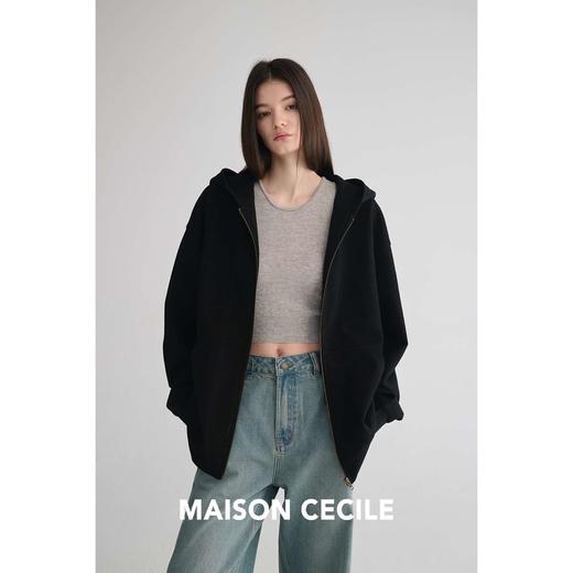 MAISON CECILE 四色/秋冬羊毛厚织宽松极简廓形连帽卫衣外套 商品图2