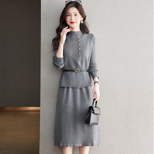 M2750-198针织衫马甲两件套装裙女士秋冬2025新款春秋高级感减龄穿搭一整套 商品图1