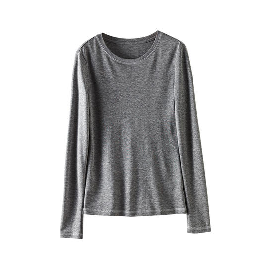 「高货xg」全新升级【铂金会员174/天猫229/差价55】(21856)洛诗琳复古圆领T恤衫2025秋季修身显瘦天丝羊毛打底上衣 商品图4