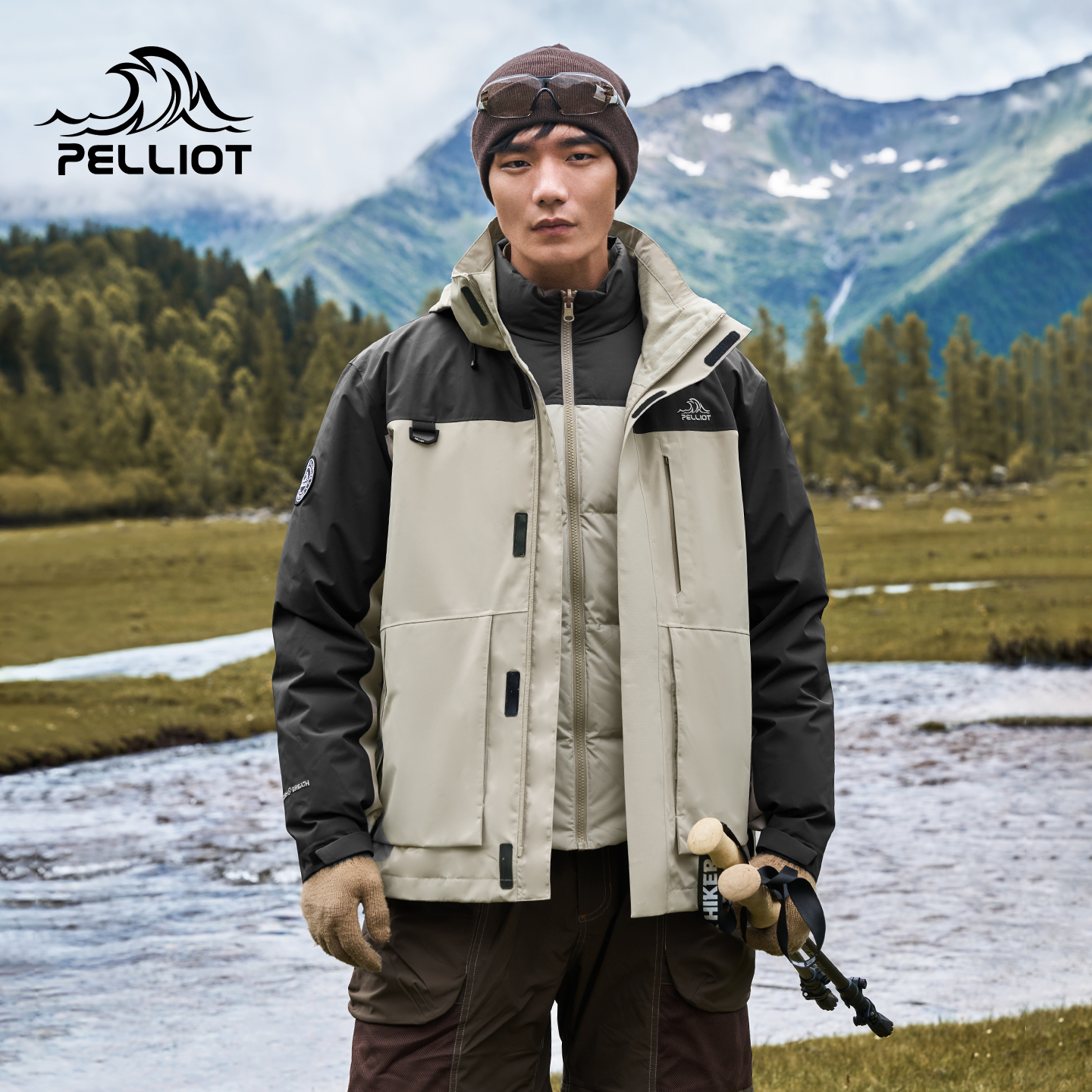 伯希和户外鹅绒冲锋衣外套男女新款三合一羽绒内胆防风耐磨登山服