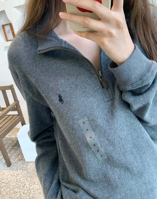 男女同款拉夫原单刺绣战马半拉链卫衣 商品图11