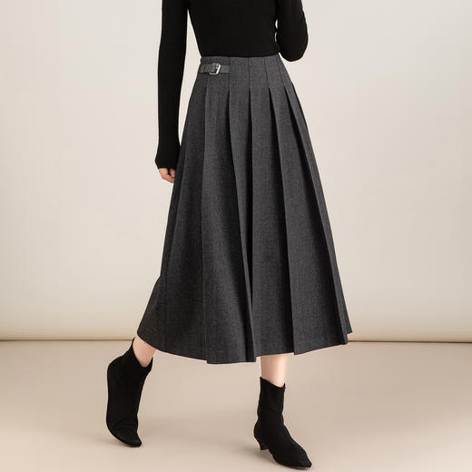 「高货xg」全新升级【铂金会员192/天猫259/差价67】(03521)洛诗琳新款醋酸羊毛半身裙2025秋冬高腰显瘦A字百褶裙子 商品图1