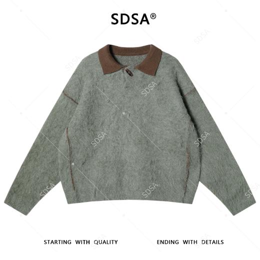 72618SDSA男士秋冬新款痞帅男装韩版拼接撞色纽扣翻领针织衫毛衣百搭 商品图1