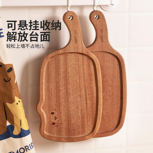 摩登主妇乌檀木牛排餐盘西餐刀叉盘三件套木质猫咪盘子托盘面包披萨盘 商品图1