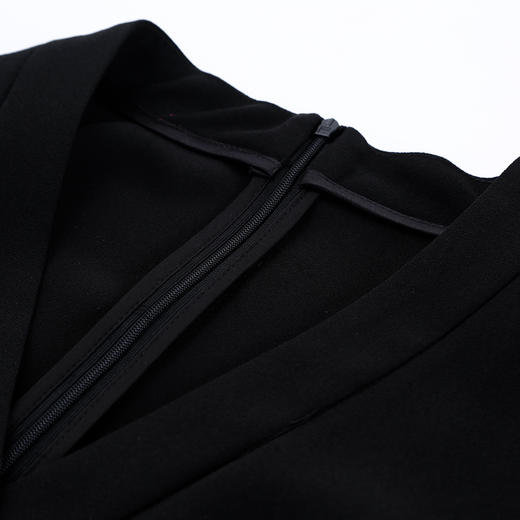 QG801斯尔丽25新款宴会素色拼接油画系列提花V领气质时尚礼服连衣裙 商品图5