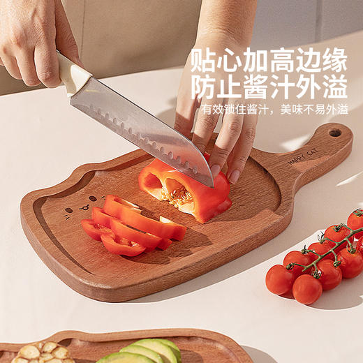 摩登主妇乌檀木牛排餐盘西餐刀叉盘三件套木质猫咪盘子托盘面包披萨盘 商品图4