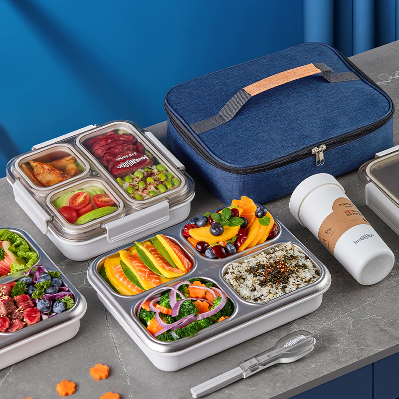 【芬兰MISANBROO】米膳葆抗菌型316不锈钢四格分格饭盒1550ml