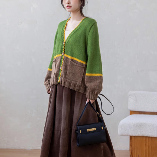 苏苏姐家森屿撞色开衫手工DIY编织粗羊毛线棒针毛线团自制材料包 商品图2