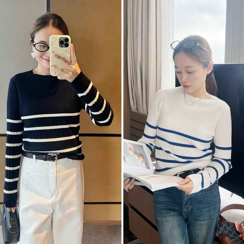 2509311   美丽奴 条纹麻花长袖