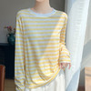 奥伊米初秋100%天丝初秋圆领条纹撞色薄款打底衫YTMA110 商品缩略图5