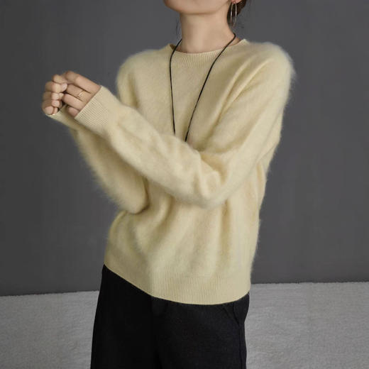 羊毛羊绒高奢！2025拉绒羊毛羊绒衫柔软不扎岛精无缝圆领针织衫上衣女秋 商品图2
