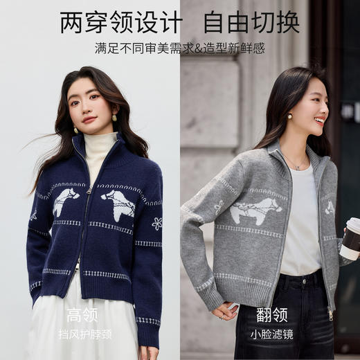 【内购】【原创福马噗噗】简约通勤高领/翻领双头拉链珊瑚绒宽松开衫毛衣-W54EB3513 商品图1