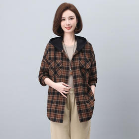 WH85092025年春季上新气质时尚文艺风格纹连帽外套小个子百搭设计感