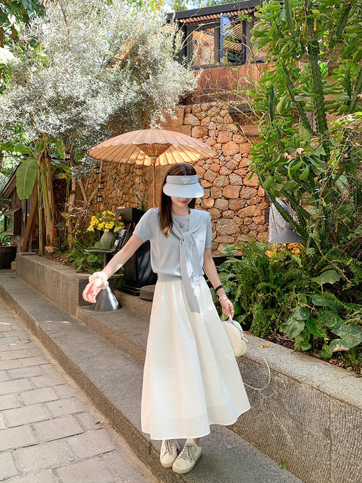 <曾小咸推荐>现货秒杀！微信超特价！设计感3色带披肩短袖针织衫两件套 日常149.99 立减60 秒杀89.99！ 商品图11