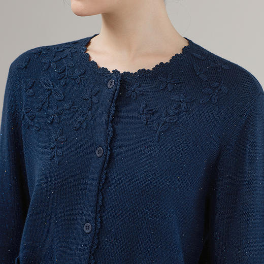 【林栖设计小店】珠片羊毛毛织外套绣花宽松优雅2025秋冬新款上衣毛衣女1954112 商品图6