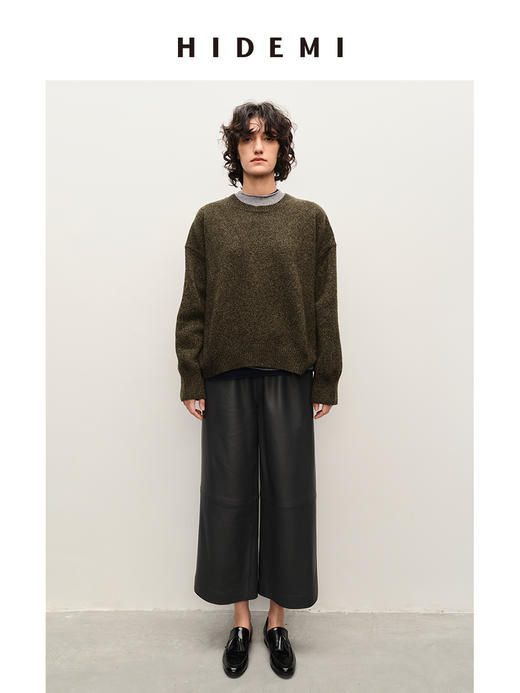 HIDEMI 美利奴羊毛系列经典圆领廓形厚款大毛衣 商品图0
