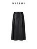 HIDEMI 极简设计感立裁压褶a型做旧环保皮气质百搭皮裙半身裙皮裙 商品缩略图0