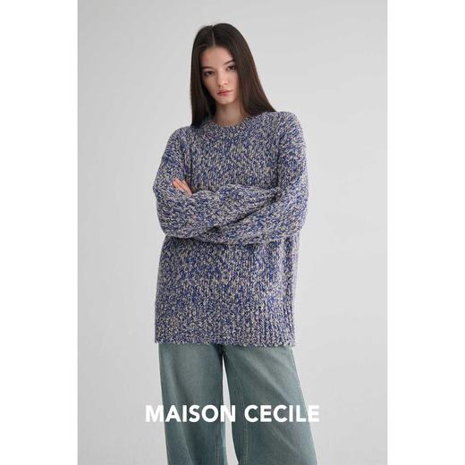 MAISON CECILE 定制纱线麻花感羊毛粗针编织复古慵懒大毛衣 商品图2
