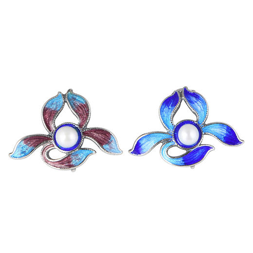 【花开梦醒】S925银烧蓝镶淡水珍珠耳饰【SCH-SY33200】 商品图4