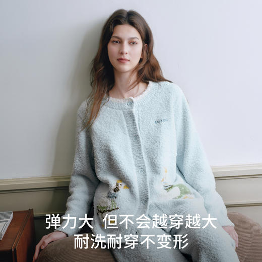 【家居服专场】嫚熙幸运鹅秋冬牛油果半边绒月子服加绒产妇哺乳孕妇睡衣家居服 商品图4