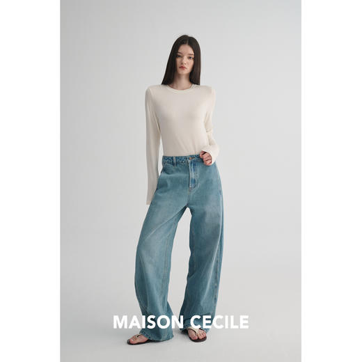 MAISON CECILE 三色/天丝羊毛细腻柔软百搭纯色圆领长袖打底衫 商品图3