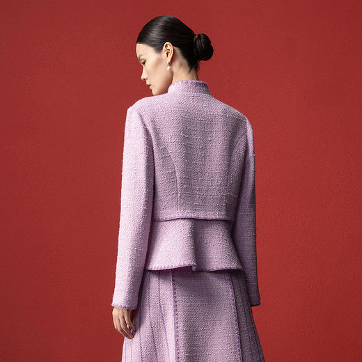 【林栖设计小店】（现货）小香风粉短外套肌理感优雅国风气质2025秋冬新款长袖上衣女T1954147 商品图7