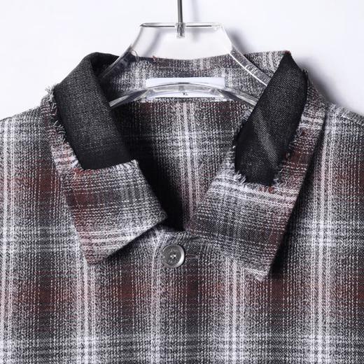 56150SDSA男士秋冬新款痞帅男装韩版磨破格子翻领长袖衬衫百搭宽松衬衣 商品图2