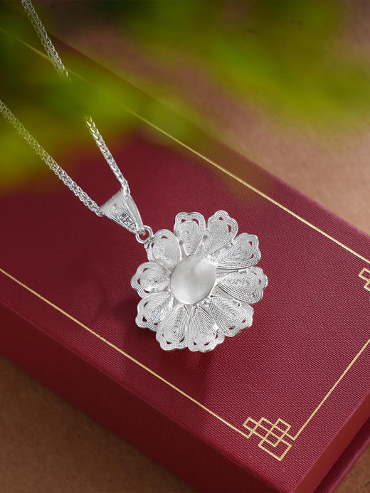 子佩集S990银【团花簇锦】套链【YJJ007】花丝项链2509 商品图6