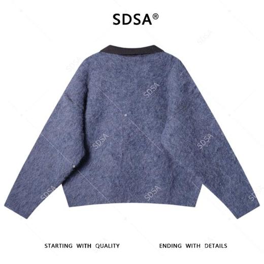 72618SDSA男士秋冬新款痞帅男装韩版拼接撞色纽扣翻领针织衫毛衣百搭 商品图5