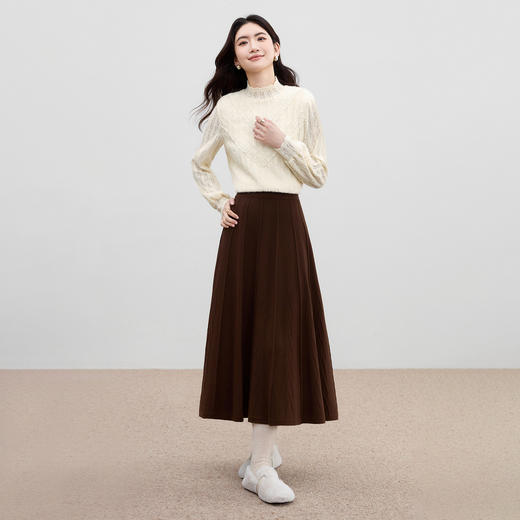 【内购】【宫廷花边】优雅通勤半高领泡泡袖内里牛奶丝抓毛保暖厚蕾丝衫-153SA3212 商品图2