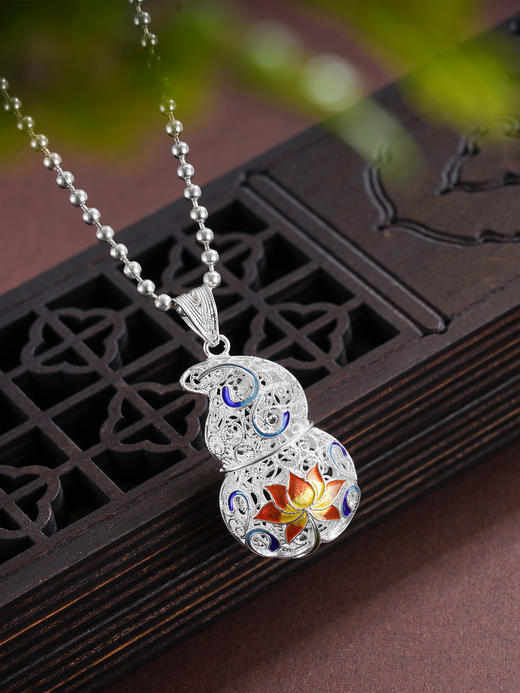 子佩集S990银【江涵秋影】套链项链【MXDZ008】纯银珐琅彩2509 商品图0