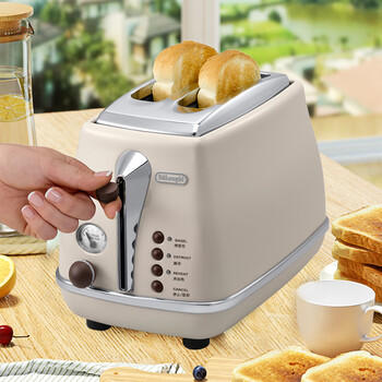 德龙（Delonghi）面包机 复古家用小型吐司机烤面包片 加热解冻三明治早餐多士炉 CTO2003.VBG 奶油白 礼物 商品图6