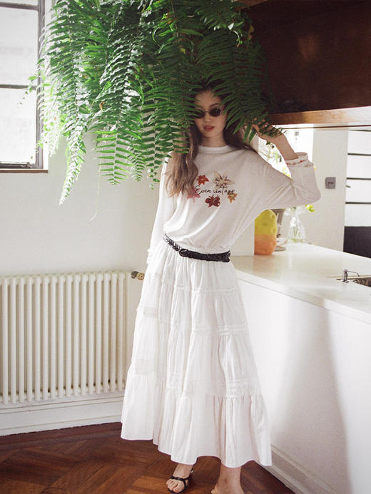 Even Vintage | 竹纤维混纺 浪漫优雅风白色肌理感蓬蓬蛋糕半身裙 商品图1